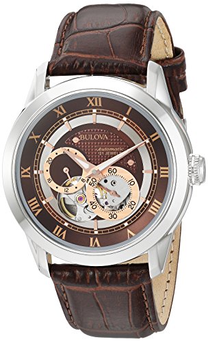 Bulova Men's Mechanical 96A120 Brown Leather Automatic Watch with Brown Dial