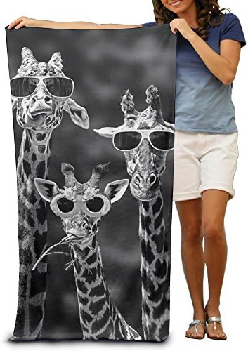Hiyourself Sunglass Giraffes 100% Polyester Beach Towel Chair (31" X 51") Thick Soft Quick Dry Lightweight Towels Blanket