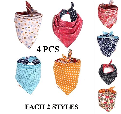 FUNPET 4 pcs Dog Bandana Triangle Bavoirs Ceintures Accessoires de Couleur vive pour Animal Domestique Chat bébé Chiots