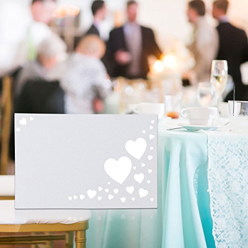 ULTNICE 50 Stück Herz hohlen Name Ort Karten Tischkarten Hochzeit Gast für Hochzeitsfeier - 3