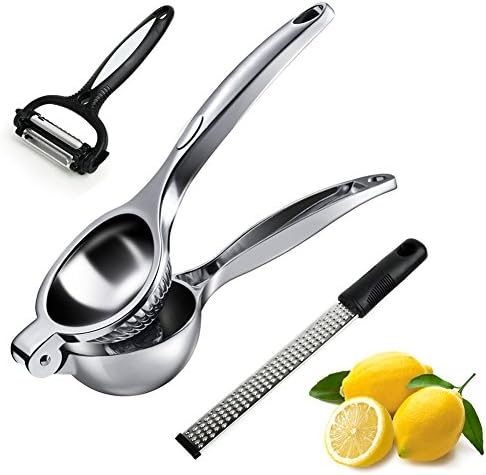 Lemon Squeezer,Fashionbabies Manual Lemon Squeezer Stainless Steel Manual Juicers with Grater and Peeling Knife Hand Press Fruit Juice