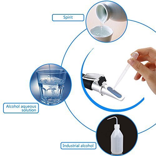 RCYAGO Handheld Einzige Skala 0-80% Brix Alkohol Refraktometer für Spirituose，Destillierte Getränke und Ethanol mit Wasser wie Whisky, Brandy - 6