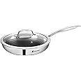 Bergner Hitech TriPly Stainless Steel 22 cm Frypan with Glass Lid and, Non Stick Prism Technology, Induction Bottom and Gas Ready, Metal Spatula Friendly, 2-Year Warranty