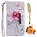 Produktbild Flip Handy Schutzhülle für Samsung Galaxy A7 2018 Case Cover mit Tier Kable Stift, Stoßfest Weich PU Leder Brieftasche Damen Herren Karten Magnet Stand Halter Klappetui (Perlenblume)