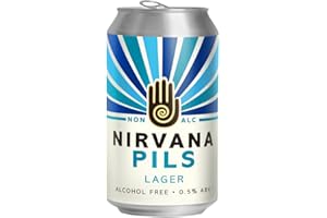 NIRVANA BREWERY Nirvana - Pilsner Lager 0.5% ABV - Alcohol Free Craft Beer with Crisp Saaz and Magnum Hops - Low Calorie, Vegan Alcohol, Craft Beer Gift Set - 12 x 330ml