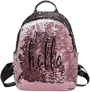 Diving Deep Womens Girls Sequins Small Backpack for Picnic Outdoor Travel Daypack Rucksack Backpack Bag for Girls Womens (Pink)