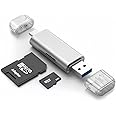 Excefore Micro SD Card Reader, USB 3.0 USB-C Memory Card Reader, Aluminum Multi 2-in-1 External SD Card Adapter for Phone Camera PC Laptop Table, Support TF/SD/Micro/SD/SDXC/SDHC/MMC/RS-MMC/UHS-I