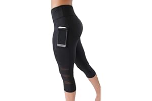 YONKOUNY Leggings Fitness Push Up avec Poche Legging Minceur Femme Taille Haute Été Respirant Pantalon de Sport pour Yoga Entraînement Gym Exercice