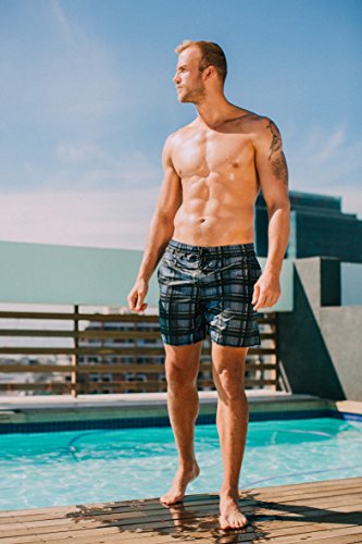 GUGGEN MOUNTAIN Herren Badeshorts Beachshorts Boardshorts Badehose kariert *High Quality Print* - 2