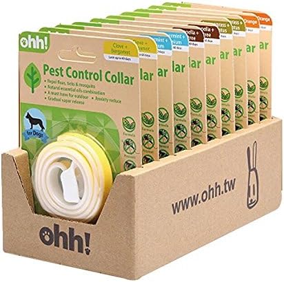 Flea Collar Flea Treatment for Dogs Cats, Natural Flea and Tick Prevention for Pets Kittens, 60 Days Effectiveness Protection, Fully Adjustable, Yellow, KioiKioi