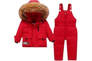 Acuryx Tuta da Neve 2 Pezzi da Neonato Capppotto con Cappuccio Saloppette Piumino Invernale da Bambini
