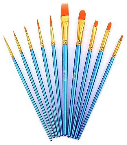 Xpassion 10Pcs Pinsel Starterset für Malen Acryl Kinder