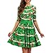 Produktbild Luckycat Damen O Neck Print Kleid Damen Weihnachten Halbe HüLse Party Minikleider Abendkleider Cocktailkleid Partykleider Blusenkleid Mode 2018