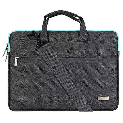 MOSISO Funda Protectora Compatible con 13-13.3 Pulgadas MacBook Air/MacBook Pro Retina/2019 Surface Laptop 3/Book 2, Bolsa de Hombro Blanda Maletín Bandolera con Cinturón de Carro, Gris
