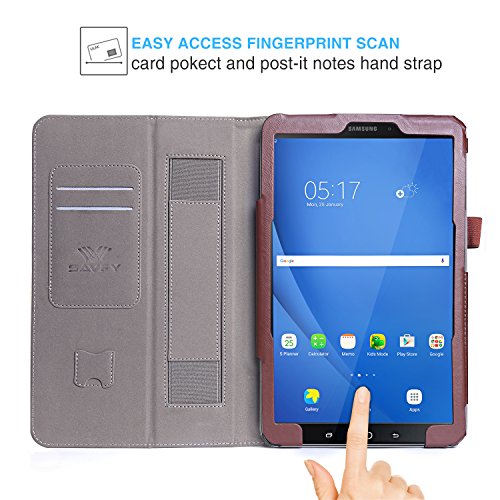 SAVFY Samsung Galaxy Tab A 10.1 Hülle 2016 T580N/ T585N Schutzhülle Auto Sleep Wake up Funktion Case Smart Cover mit Handschlaufe, Kartensteckplätze für Tab A 10.1 Zoll braun - 2
