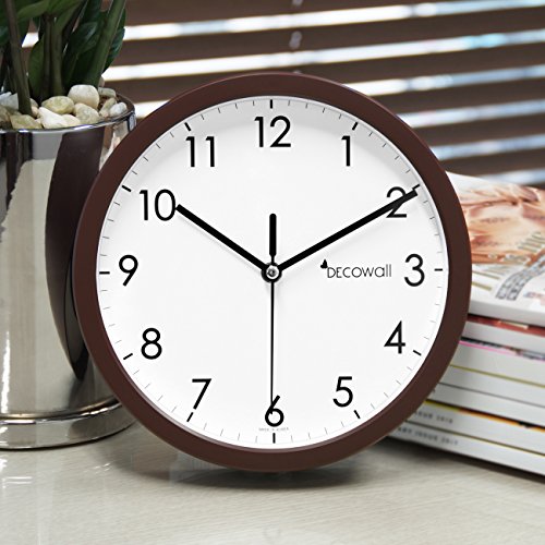 Decowall DSH-H22B Nicht Tickende Stille Wanduhr Modern für Wohnzimmer Küche Büro (Braun, 22.5cm) - 4
