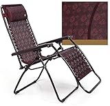 YZjk Chaise Pliante Fauteuil Zero Gravity Chaise Lounger Fauteuil inclinable surdimensionné pour Support extérieur, 210kg, vin Rouge (Couleur: A)