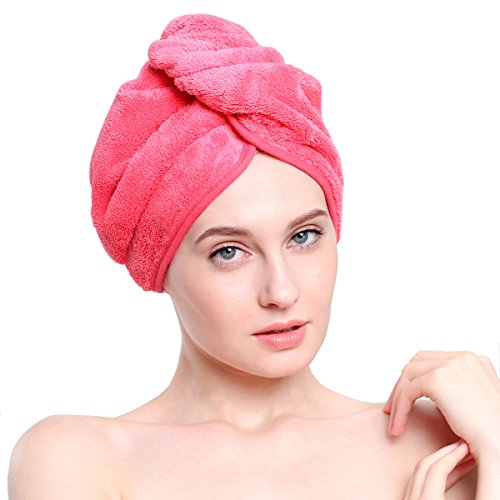 Cimary Asciugamani/cuffia per capelli in microfibra ad asciugatura rapida (Rosa Intenso)