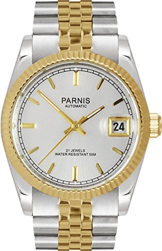 PARNIS Automatikuhr 3236 MIYOTA Elegance Saphirglas Unisex Ø 35mm massiv Edelstahl Jubilee Armband gold silber PARNIS Automatikuhr 3236 MIYOTA Elegance Saphirglas Unisex Ø 35mm massiv Edelstahl Jubilee Armband gold silber