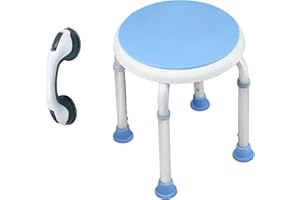 YRHome Sgabello da doccia girevole a 360° regolabile in altezza, con supporto per doccia, con maniglia per vasca da bagno, adatto per donne incinte