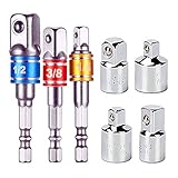 Enthalten Steckschlüssel Nuss Set 3-teilig 1/4 3/8 / 1/2 Zoll and Stecknuss Adapter 4-tlg 1/4 auf 3/8 - 3/8 auf 1/4 Zoll - 3/8 auf 1/2 - 1/2 auf 3/8