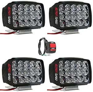 Eltron Turbo 15 LED Fog Light/Lamp, Waterproof Fog Head Lamp, Bar Light Off-Roading Universal For All Car, Scooters, Bikes & Other Electronic Vehicle (Pack of 4, Free On/Off Switch, 12V DC 15W, White)