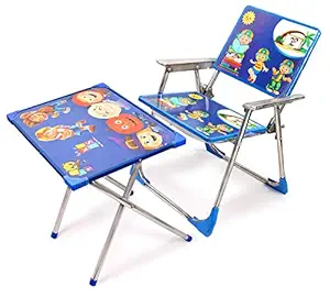 Maanit Kids Study & Play Wooden Adjustable Folding Printed Table and Chair Set for (2 to 6 Year Old) Girls and Boys Baby