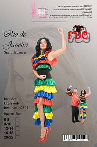 Spanish Dancer Flamenco Dancer Rumba Girl Rio De Janeiro Ladies Fancy Dress Costume Size 12-14