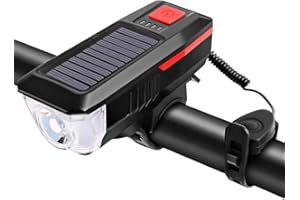 XiaoXIN Ricarica solare/USB Luce per bici Campanello per bicicletta Lampada a clacson Torcia per bici Luce anteriore per bici USB/Alimentato a energia solare Ricaricabile Impermeabile Faro da cicl