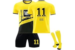 Senmubery Fußball Trikot für BVB Trikot Set 23/24 Hause/Auswärts Trikot Kurzarmtrikot Shorts Socken Set für Fußballtrikot für Erwachsene und Kinder