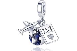 Pandach Charme Monde Global Argent 925 Sterling Femmes Perles Charm Pendentif Breloque avec 5A Zircone Compatible pour Européen Bracelets Collier,Christmas Gifts for Family/Friends