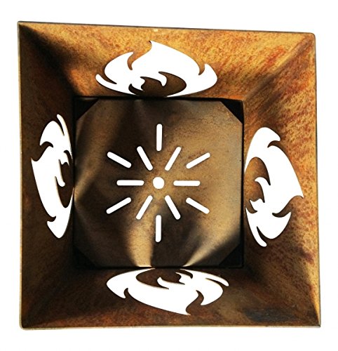 Feuerkorb Feuertonne Feuerschale Feuerstelle Rost mit Flammen 50x40x40cm - 2