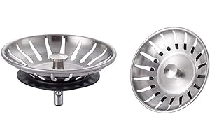 Ibergrif M34351-2 Tappo Filtro per Lavello da Cucina Universale, Tappo Lavandino Cucina Acciaio Inox, Argento, 2 Pezzi (Diametro: 78 mm)