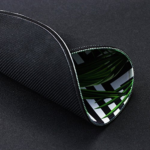 Gaming Mauspad(250 x 250 x 3 mm) ,Lizimandu Silent Designer Runde Round Mousemat /Standard Size mit Anti-Rutsch-Leder-Runde Double Sided Durchmesser 25 cm für alle gängigen Mouse-Typen(Schwarz Gestreiften Blätter/Black Striped Leaves) - 7