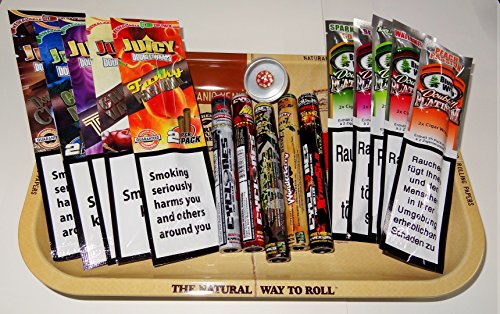 Raw Vassoio Set Regalo Stile 1970 Vassoio Piccolo, in Metallo con Dank 7 Cicloni, Juicy Doppio avvolge e Doppio Platino Blunts e Bindi Regalo per Te o i Tuoi Cari Venduto da Trendz