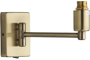 BRITALIA Antique Brass Traditional Retro Switched Swing Arm Wall Reading Light Bracket | Discreet On Off Rocker Switch Operated | 1 x BC Lamp Bulb Required (Not Included) | Bedside - Living Room