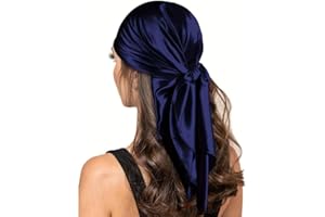 SHOES LANE Satin Silk Shiny Plain Solid Colours Large Square Plain Head Neck Scarf Wrap 90 X 90 cm Scarves Bandanas Women Shiny Large Soft Lightweight Sleeping Headscarf for Ladies Girls Hair Decor