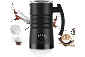 Bestyks Mousseur à lait électrique 4 en 1 avec 2 fouets, 350 ml, mousseur à lait automatique, mousse rapide, acier inoxydable 304, revêtement antiadhésif, pour chauffer la mousse de lait chaude et