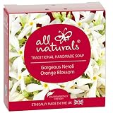 Jabón de neroli 100% natural para manos y cara, con aceite de oliva para pieles sensibles, enriquecido con manteca de karité, coco virgen, jojoba y aceites esenciales terapéuticos, 100g