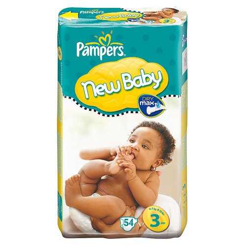 Pampers New Baby Size 3 (9-15 lbs/4-7 kg) Nappies - 2 x Economy Packs of 54 (108 Nappies)