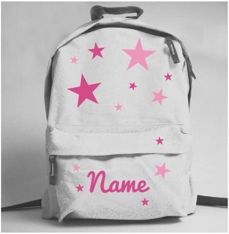 Pink Collection Personalised Stars Rucksack, White
