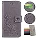 Produktbild Sycode Hülle für iPhone 6S Plus,Case für iPhone 6 Plus,Schutzhülle für iPhone 6S Plus,Rose Blume Muster Lederhülle Hülle für iPhone 6S Plus/6 Plus (5.5 Zoll)-Grau