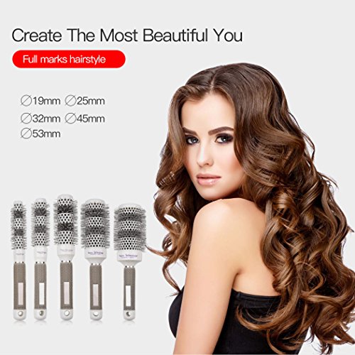 Inkint 5 Sizes Ceramic Round Brush Salon Hairdressing Hair Styling Comb Brush With Non-slip Handle Hair Brush for Quick Styling
