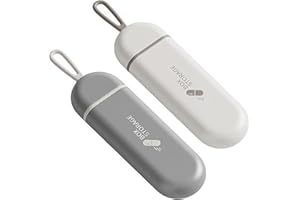 Loomify 2 Piezas Pastillero Portátil, Pastillero Pequeño de 3 Compartimentos, Pastillero Diario Portátil Organizador Píldoras, Pastillero de Viaje con Correa de Silicona (Gris,Blanco)