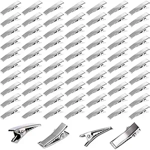 Elcoho 200 Pieces Metal Hair Clips Single Prong Curl Clips Silver Alligator Section Clips with Teeth Hairbow Accessory for Women Girls