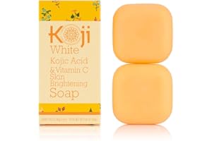 Koji White Kojic Acid & Vitamin C Brightening Soap, Hydrating Face & Body For Radiant Glow Skin, Nourishing, Moisturizing, Even Tone Cleansing Bar, Vegan, Paraben-Free, 2.82 oz (2 Bars)
