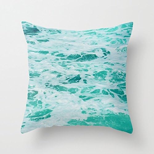 Cute Teal Waves Pillow Covers Decorative Girls Throw Pillows Pillowcase Bedroom Decor 18 x 18 Anniversary Gifts