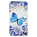 Produktbild Wiko Pulp 4G Hülle, Chreey Wallet Case Handy Schutzhülle Flip Cover PU Ledertasche Ultradünnes Klapphülle mit Kartenfach und Ständer Handyhülle - Blauer Schmetterling