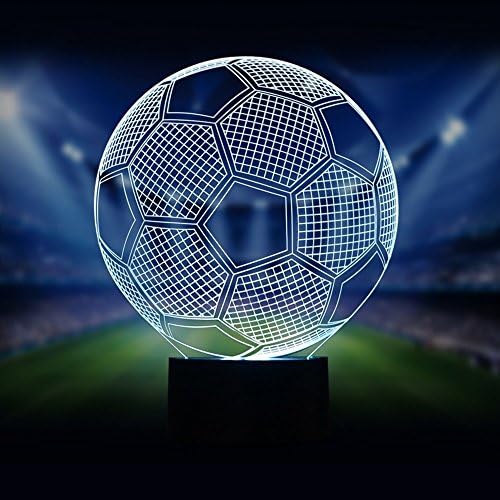 Night Lights for Children, 3D Illusion LED Night Lamps, Kids Room Decor, 7 Colors Changing Touch Switch Table Desk Lighting Bedroom Home Decorations, Perfect Gifts for Boys, Girls, Teens, Football Soccer Sports Fan