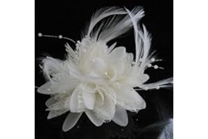 Austinstore Barrette à cheveux en forme de fleur et de plumes pour femme Blanc